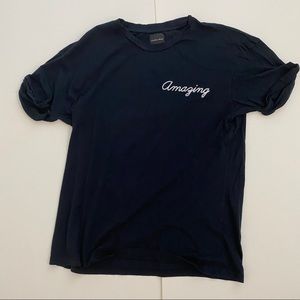 Zara Black T-Shirt Amazing Chain Stitch